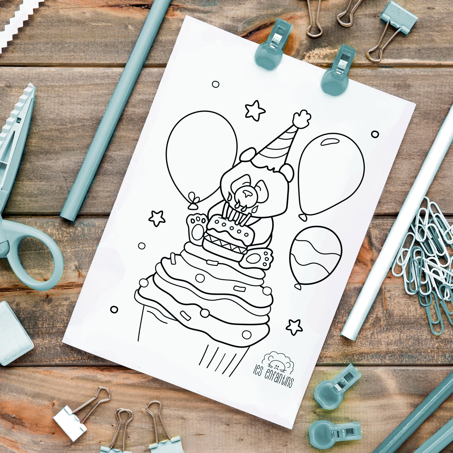 Coloring page The panda celebrates his birthday - free