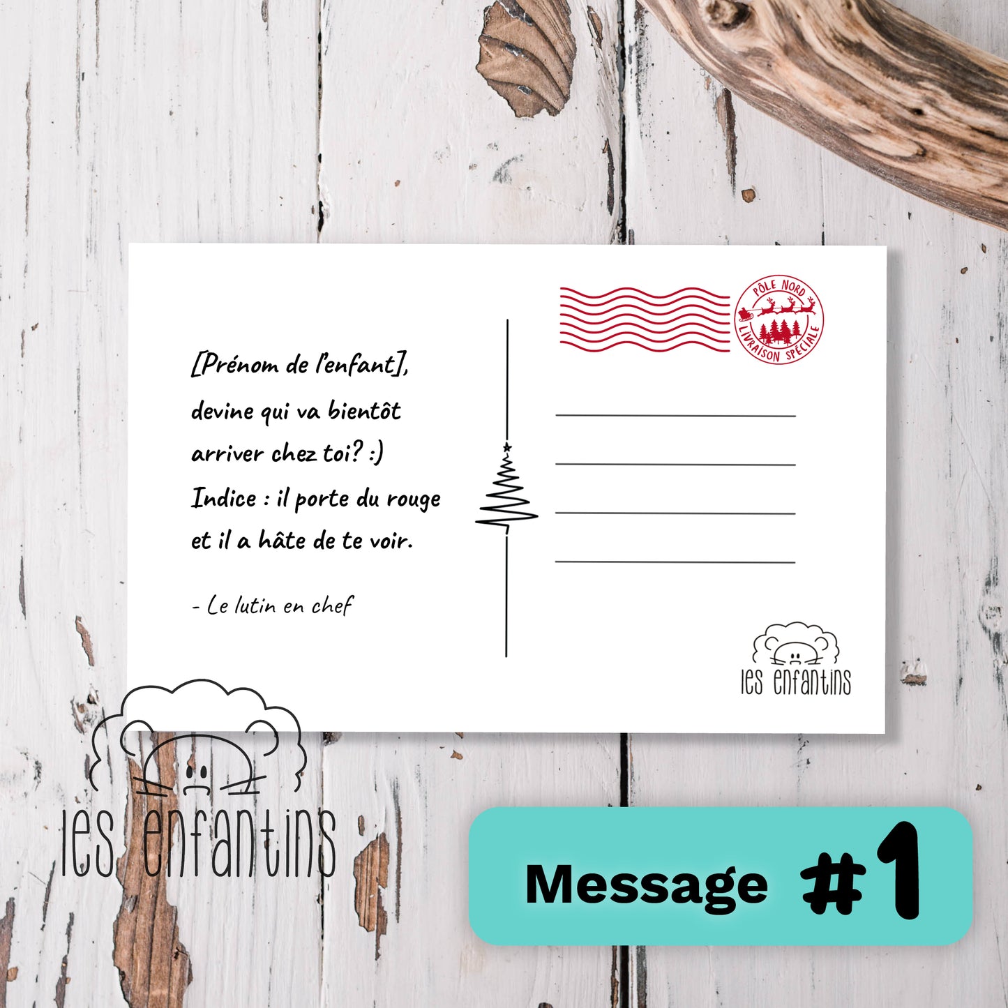 Carte postale du lutin | Message au choix