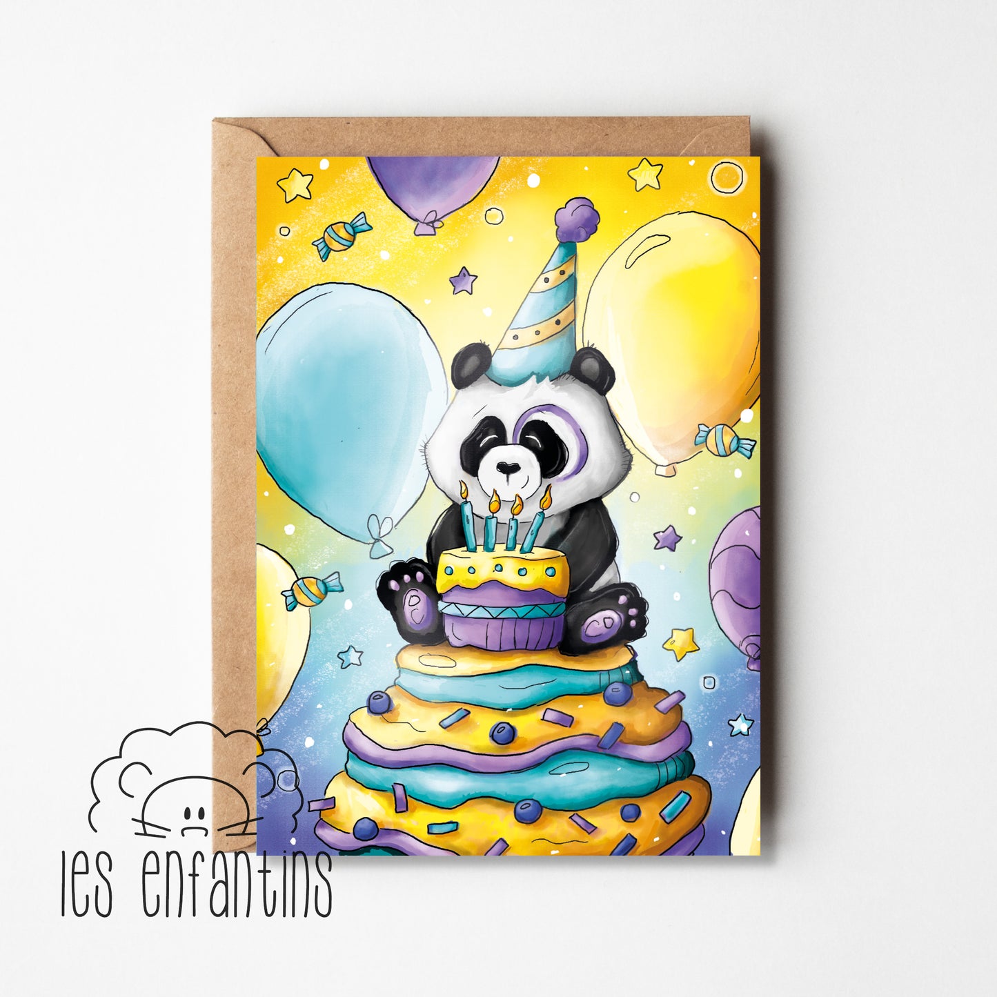 Carte de souhaits | Le panda fête son anniversaire