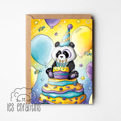 Carte de souhaits | Le panda fête son anniversaire