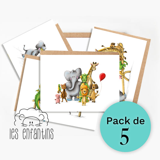 Pack de 5 cartes de souhaits | Les cartoons