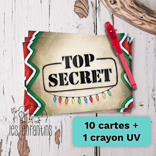 10 Cartes postales Top secret et Crayon magique UV